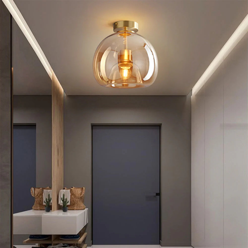 AuriLume Deckenlampe Modern Glas Kupferoptik für Wohnzimmer