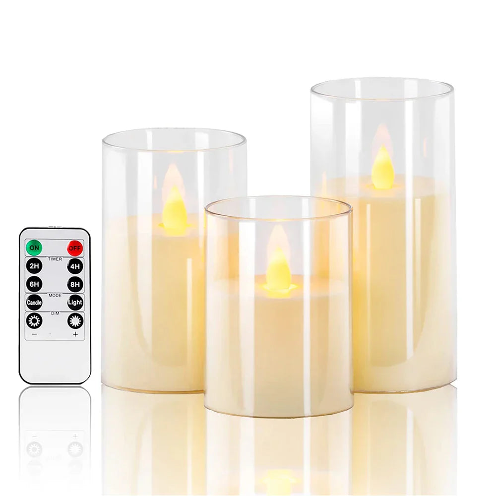 Flamora LED-Kerzenset Flackerlicht Eleganz Warmweiß für Terrasse