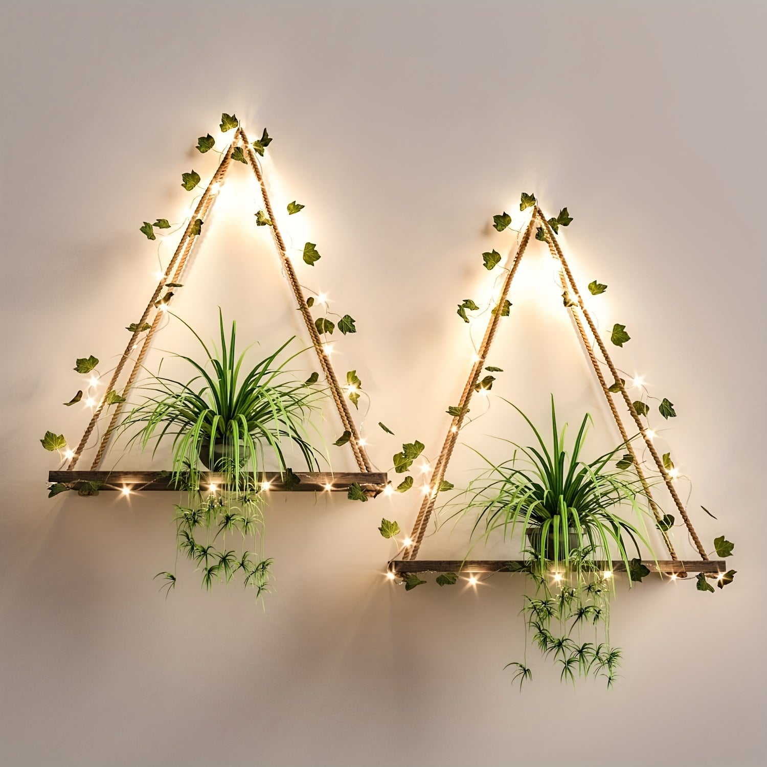 LeuchtEfeu Wandregal – Vintage Stil, LED, Grün, Für Innenräume