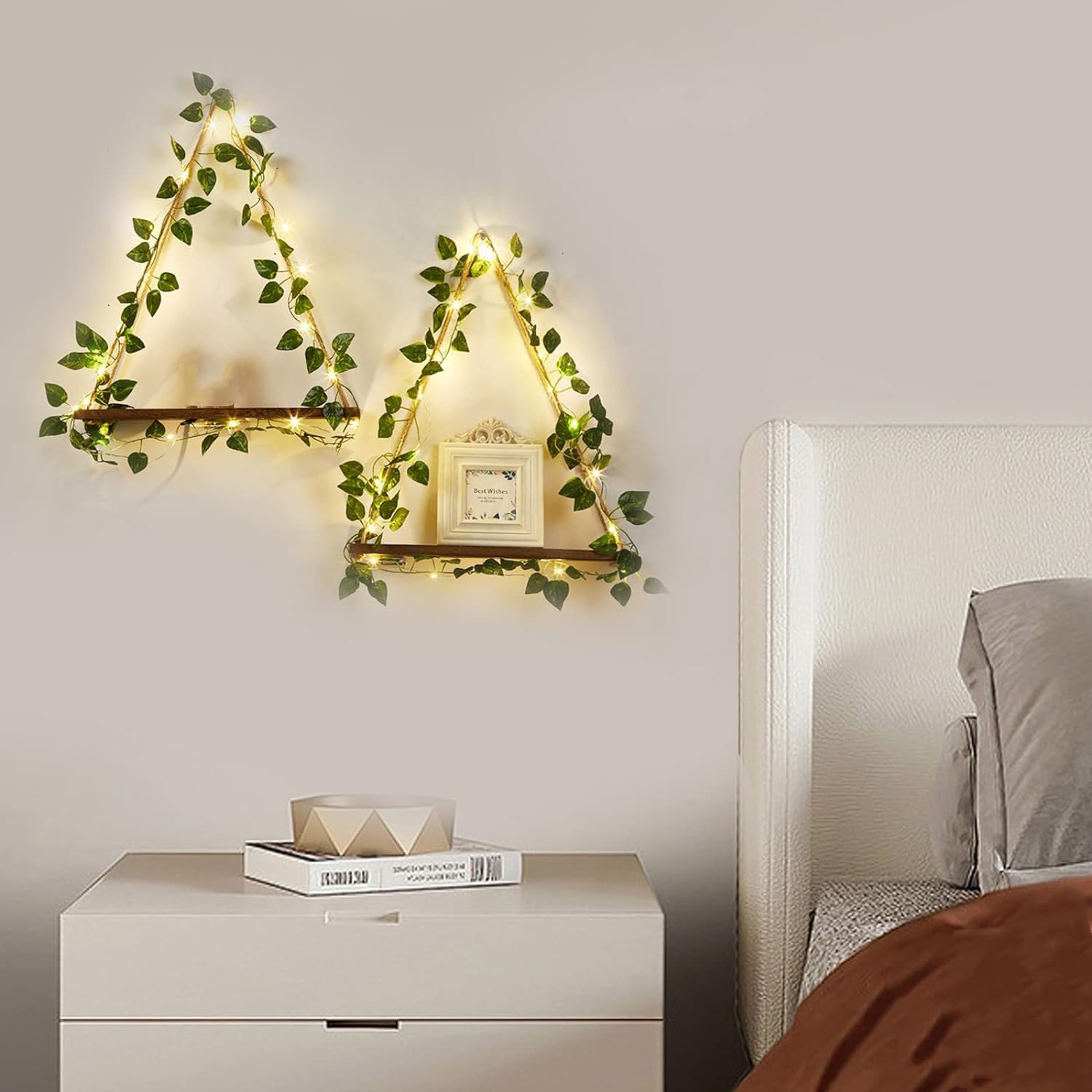 LeuchtEfeu Wandregal – Vintage Stil, LED, Grün, Für Innenräume