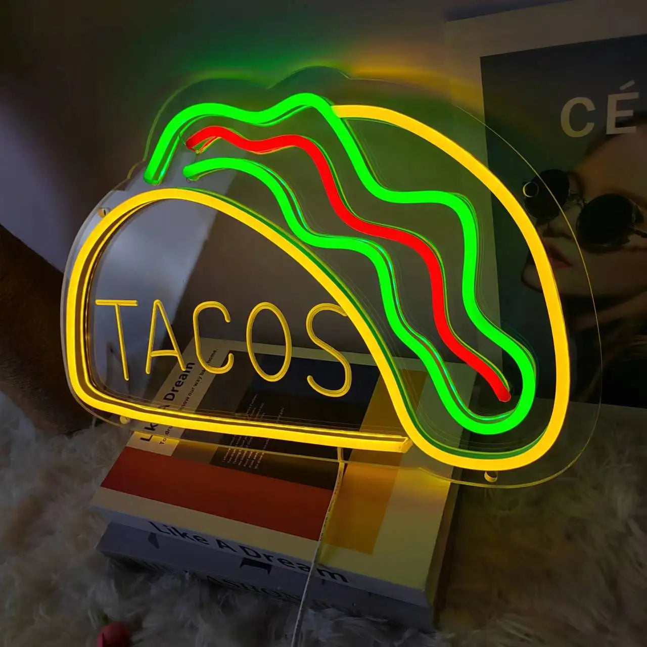 SnackLight – Retro Neonlampe dimmbar Rot-Gelb Küche