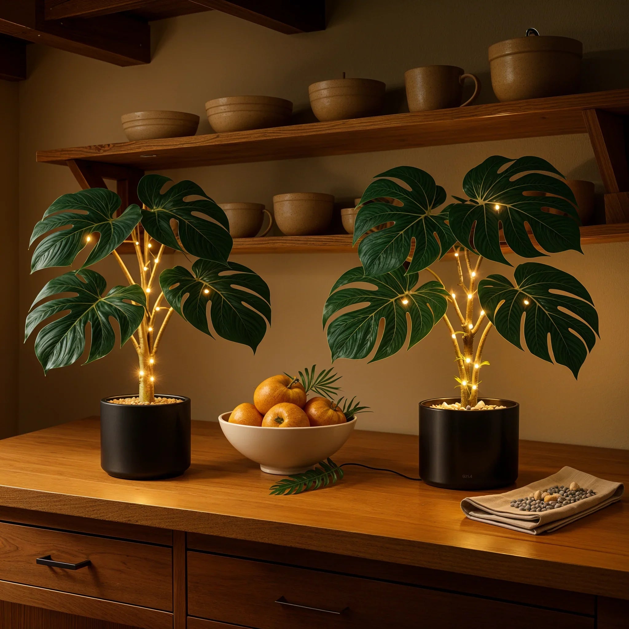 Monstera Glow LED-Lampe – Tropische Blätter, Grün, Für Innenräume