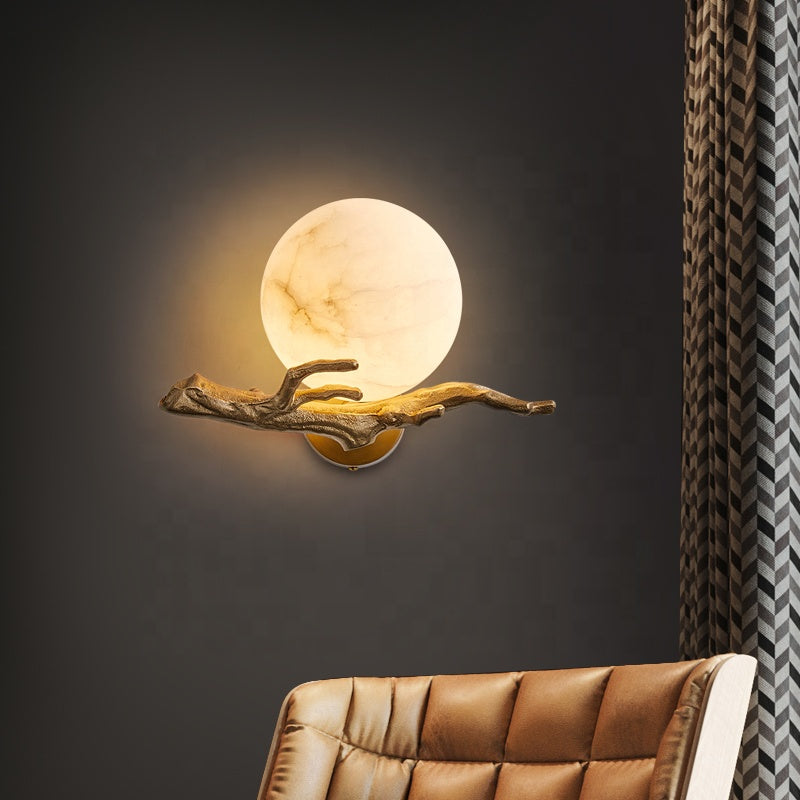 LuminaStone Kreative Marmor-Wandlampe – Modern Weiß Wohnzimmer
