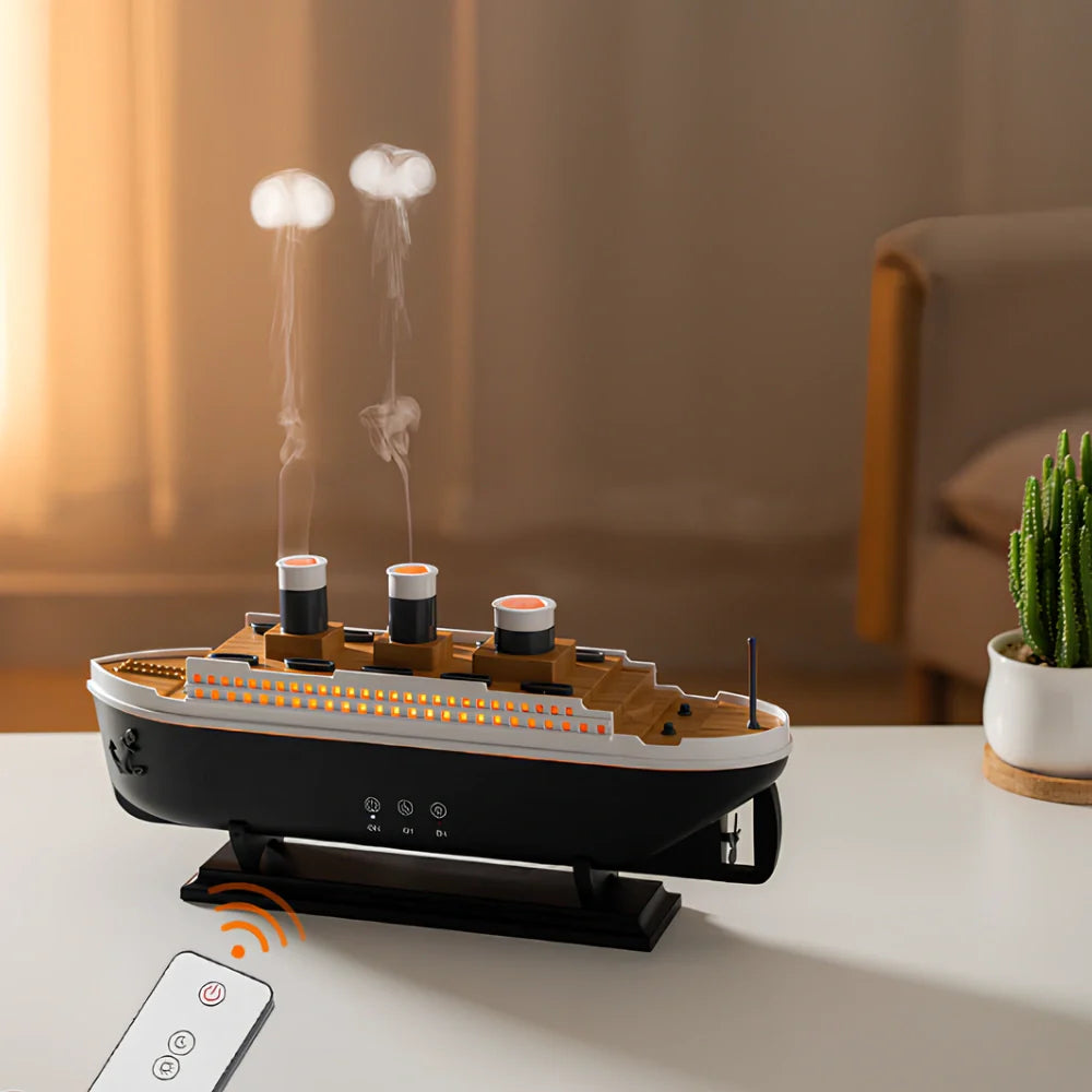 AquaDamp Mini-Luftbefeuchter Schiff-Design LED Weiß für Schlafzimmer