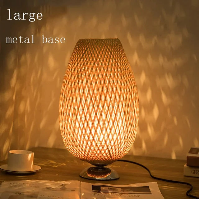 RusticLight Vintage Bamboo Tischlampe für Wohnzimmer