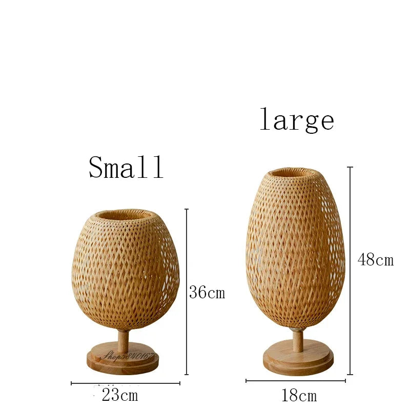 RusticLight Vintage Bamboo Tischlampe für Wohnzimmer