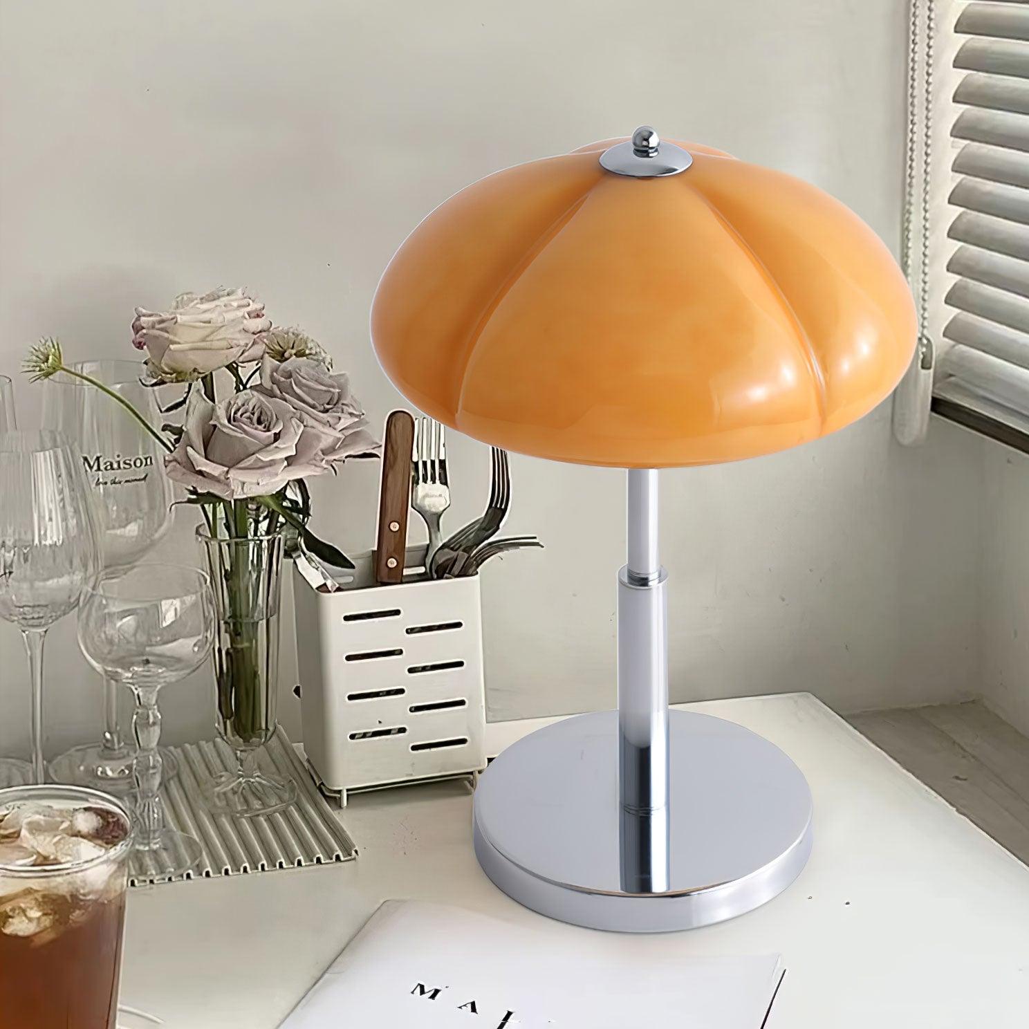 BauPilz Tischlampe – Retro-Stil, Pilzform, Weiß, für Wohnzimmer