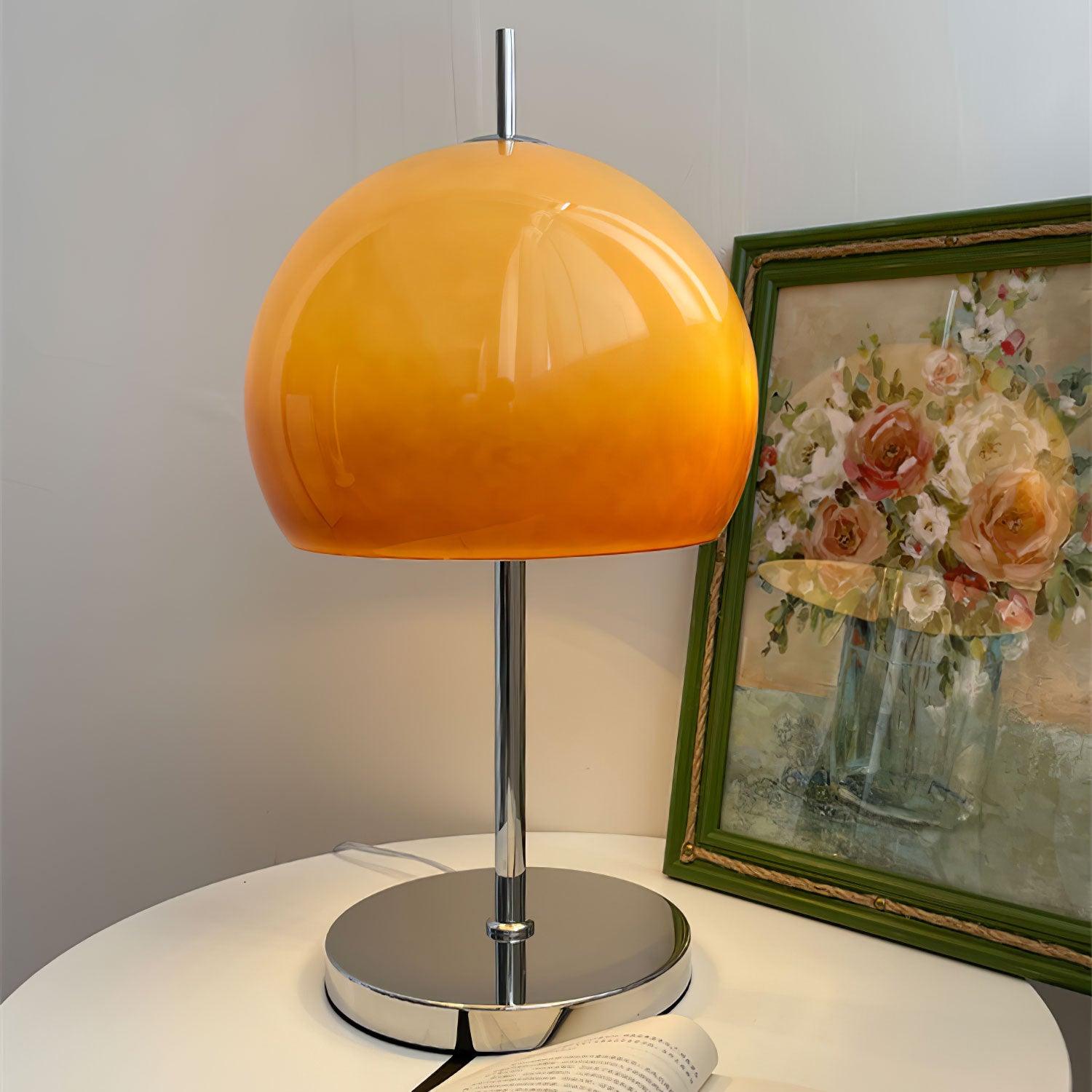 BauPilz Tischlampe – Retro-Stil, Pilzform, Weiß, für Wohnzimmer