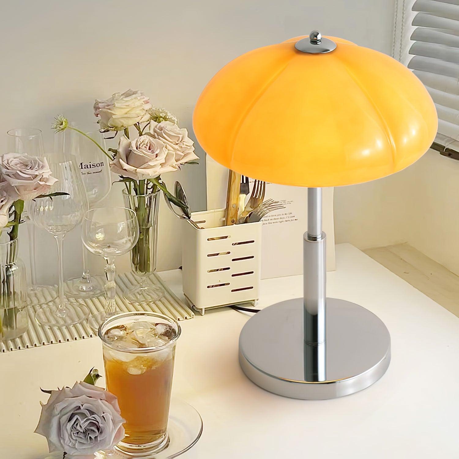 BauPilz Tischlampe – Retro-Stil, Pilzform, Weiß, für Wohnzimmer