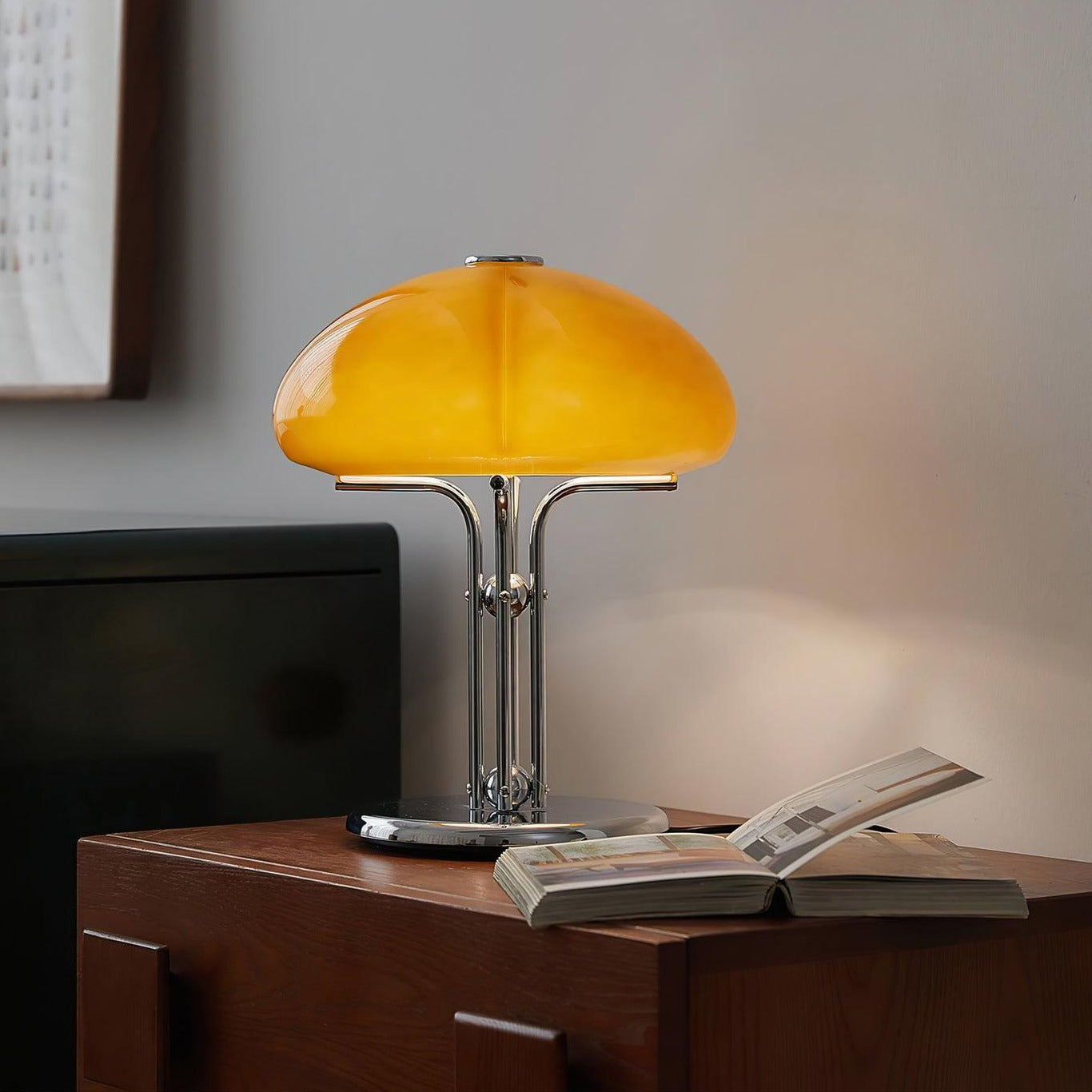 BauPilz Tischlampe – Retro-Stil, Pilzform, Weiß, für Wohnzimmer