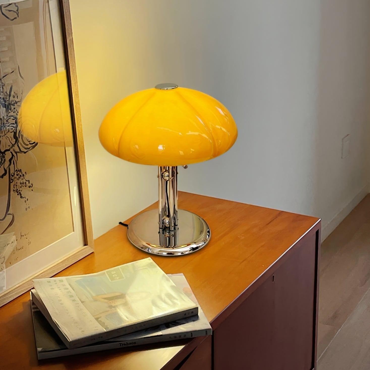 BauPilz Tischlampe – Retro-Stil, Pilzform, Weiß, für Wohnzimmer