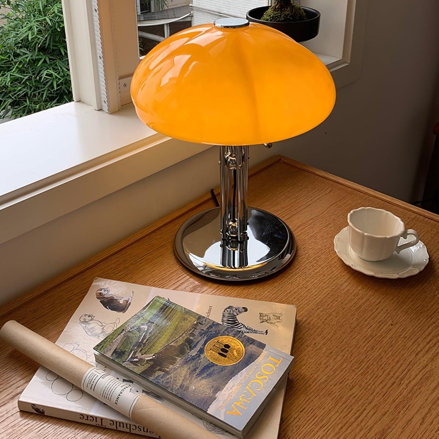 BauPilz Tischlampe – Retro-Stil, Pilzform, Weiß, für Wohnzimmer