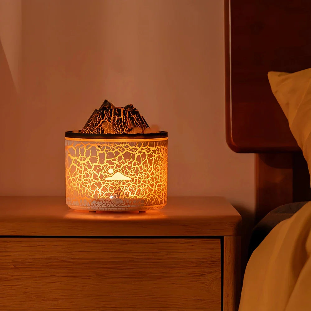 VapoGlow Deko-Luftbefeuchter Vulkanstil LED schwarz Wohnzimmer