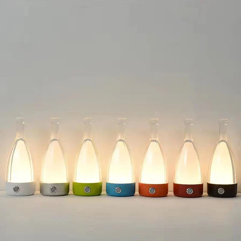LumoFlair LED Tischlampe Flaschenstil Akku Warmlicht Garten