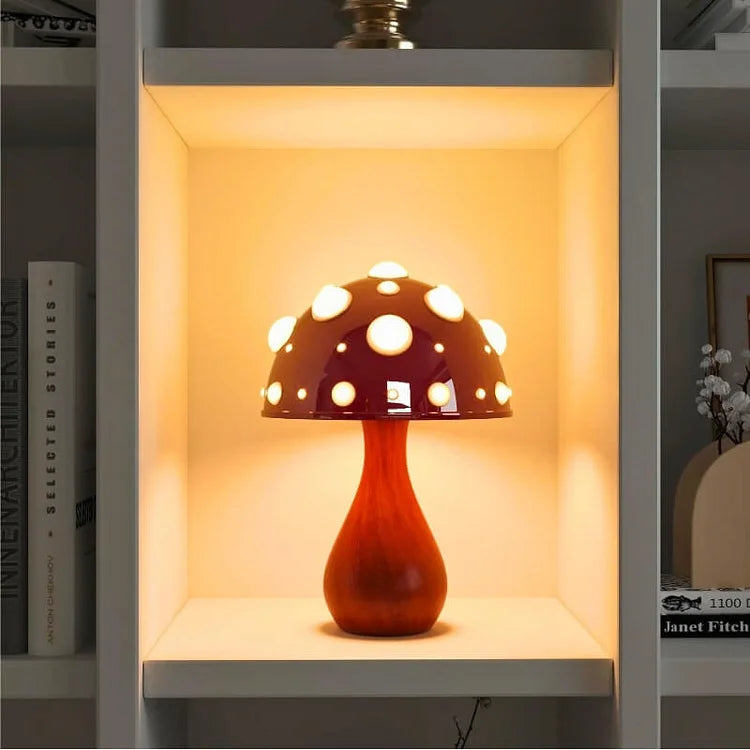 GlühPilz Tischlampe Märchenstil LED Rotweiß für Schlafzimmer