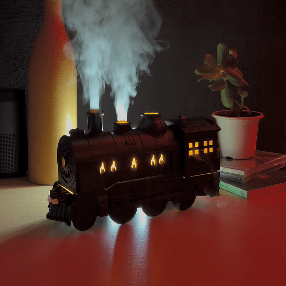 SteamGlow Dampfzug Luftbefeuchter LED Lampe Schwarz für Wohnzimmer