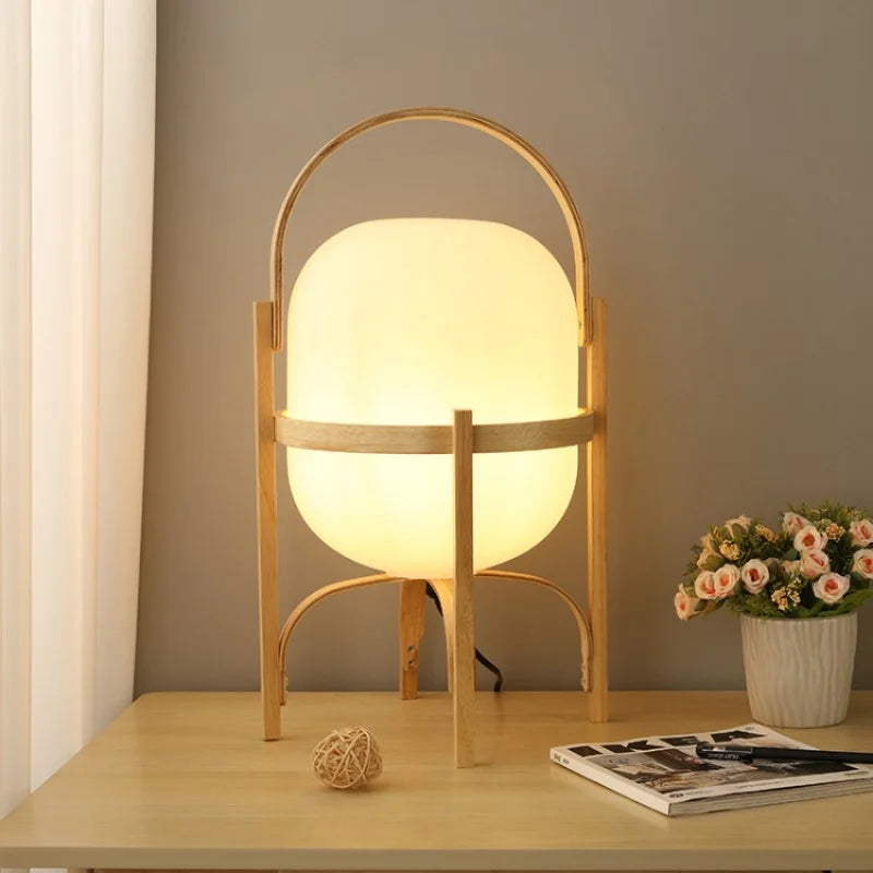 KorbLuma LED Tischlampe Boho-Stil Rattanoptik Warmlicht Terrasse