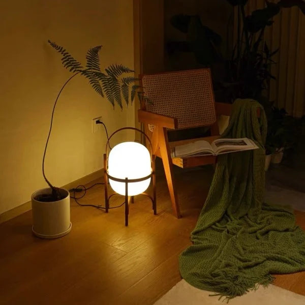 KorbLuma LED Tischlampe Boho-Stil Rattanoptik Warmlicht Terrasse