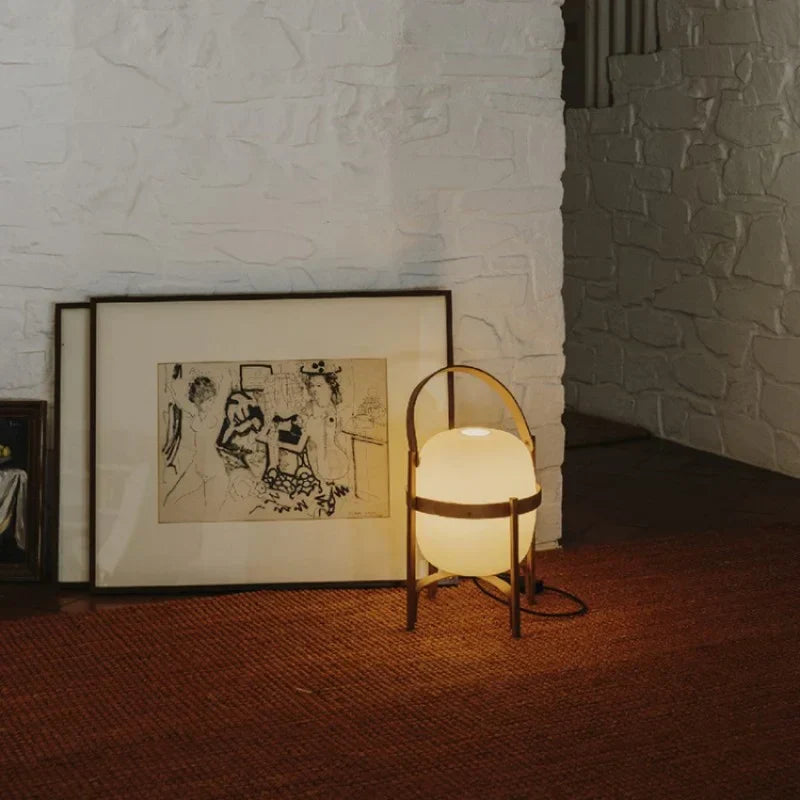 KorbLuma LED Tischlampe Boho-Stil Rattanoptik Warmlicht Terrasse
