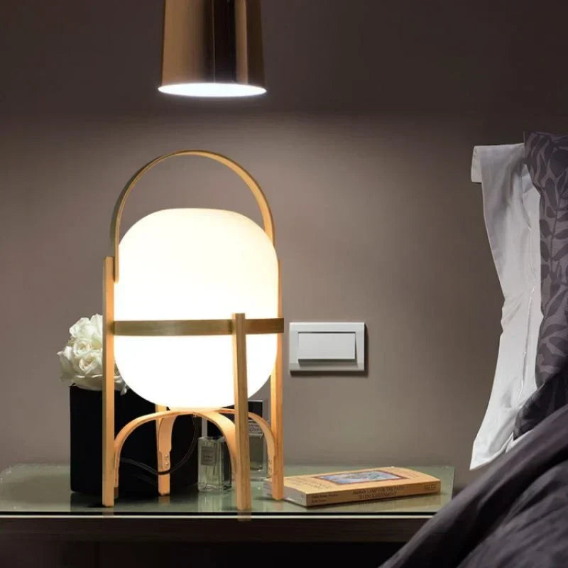 KorbLuma LED Tischlampe Boho-Stil Rattanoptik Warmlicht Terrasse