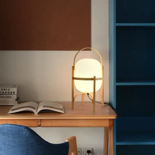 KorbLuma LED Tischlampe Boho-Stil Rattanoptik Warmlicht Terrasse