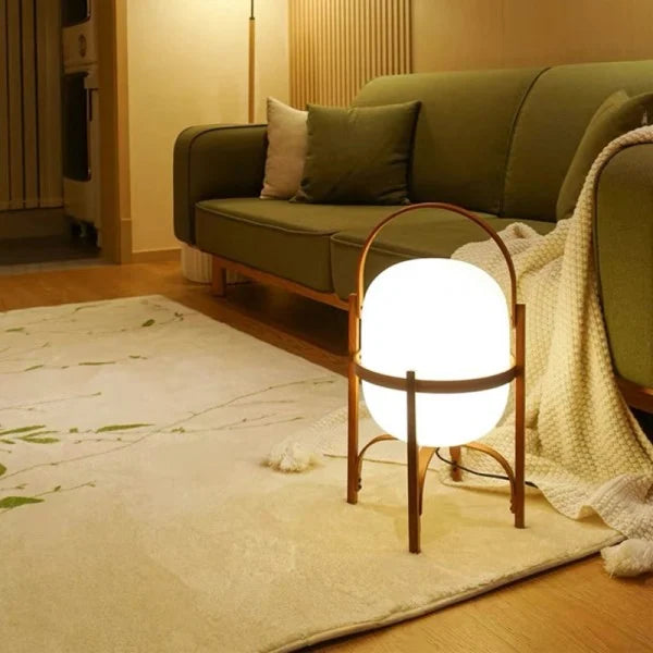 KorbLuma LED Tischlampe Boho-Stil Rattanoptik Warmlicht Terrasse