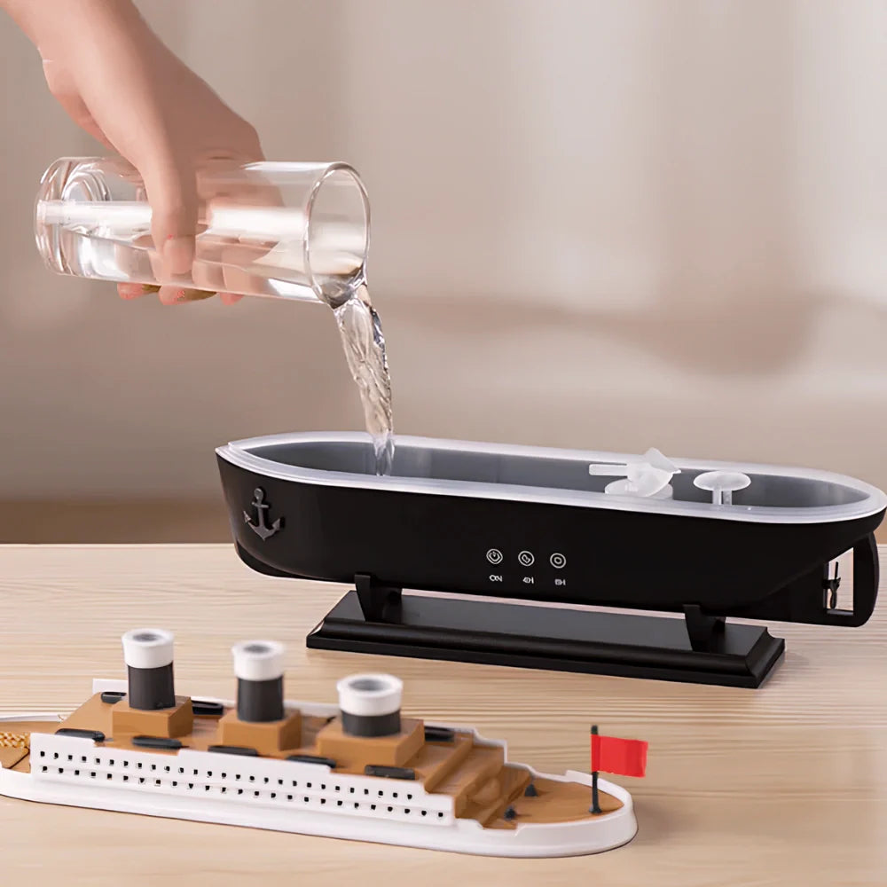 AquaDamp Mini-Luftbefeuchter Schiff-Design LED Weiß für Schlafzimmer