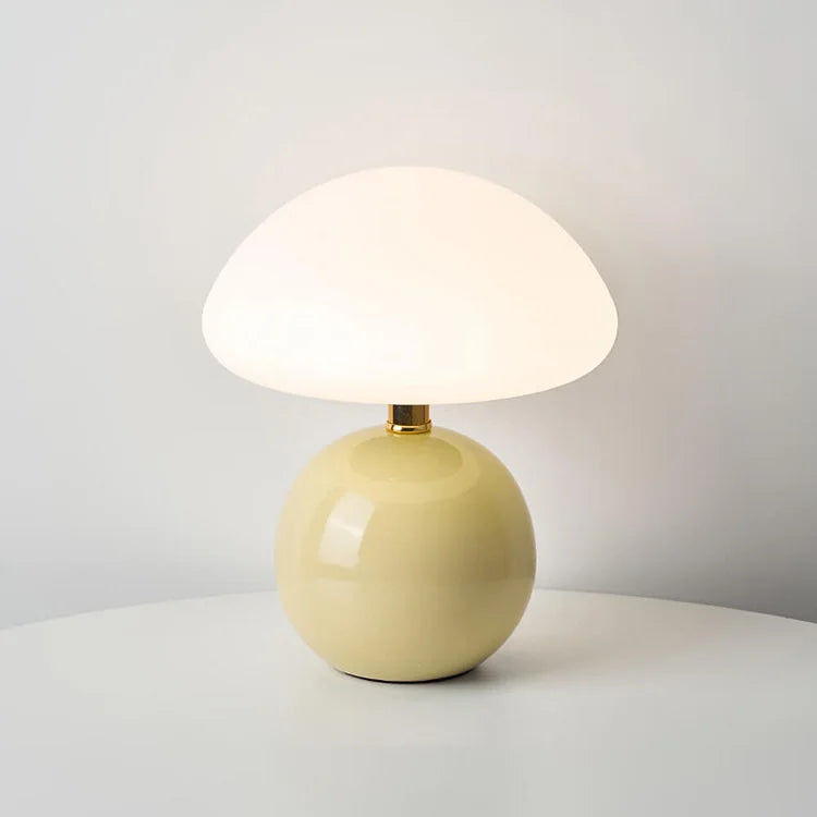 CrèmeLumi Pilzlampe Retro Tischlampe LED Cremeweiß für Schlafzimmer