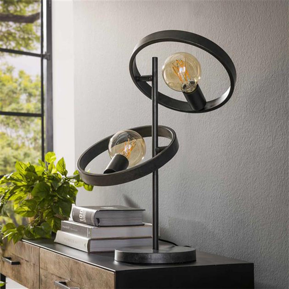 LumoSteel – Moderne Metall-Tischlampe Runddesign Schwarz Wohnzimmer