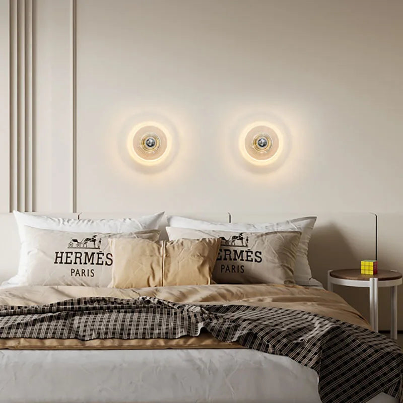 GlasLicht Wandleuchte – Vintage Stil, LED, Messingoptik, Für Flur
