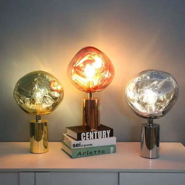 LumiDrip LED Tischlampe Modernes Design Schmelzoptik Weiß Wohnzimmer