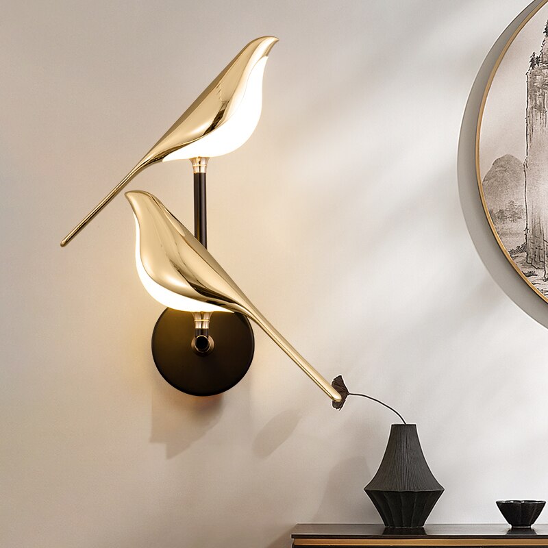 PlumeBright - Skandinavische LED-Vogel-Wandleuchte