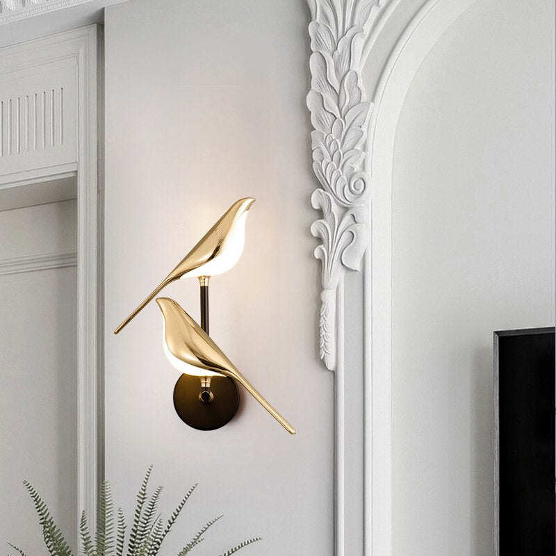 PlumeBright - Skandinavische LED-Vogel-Wandleuchte