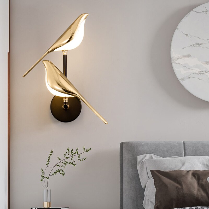 PlumeBright - Skandinavische LED-Vogel-Wandleuchte