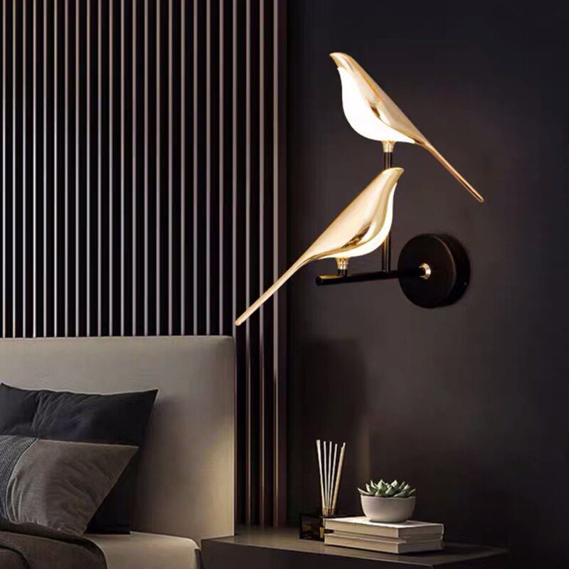 PlumeBright - Skandinavische LED-Vogel-Wandleuchte