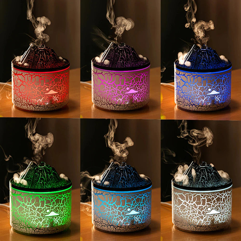 VapoGlow Deko-Luftbefeuchter Vulkanstil LED schwarz Wohnzimmer