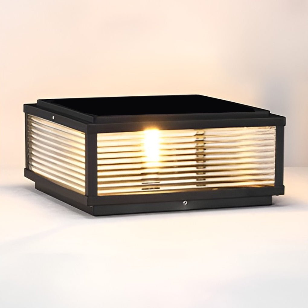 LumoPost Gartenleuchte Modern Glasrippen Schwarz