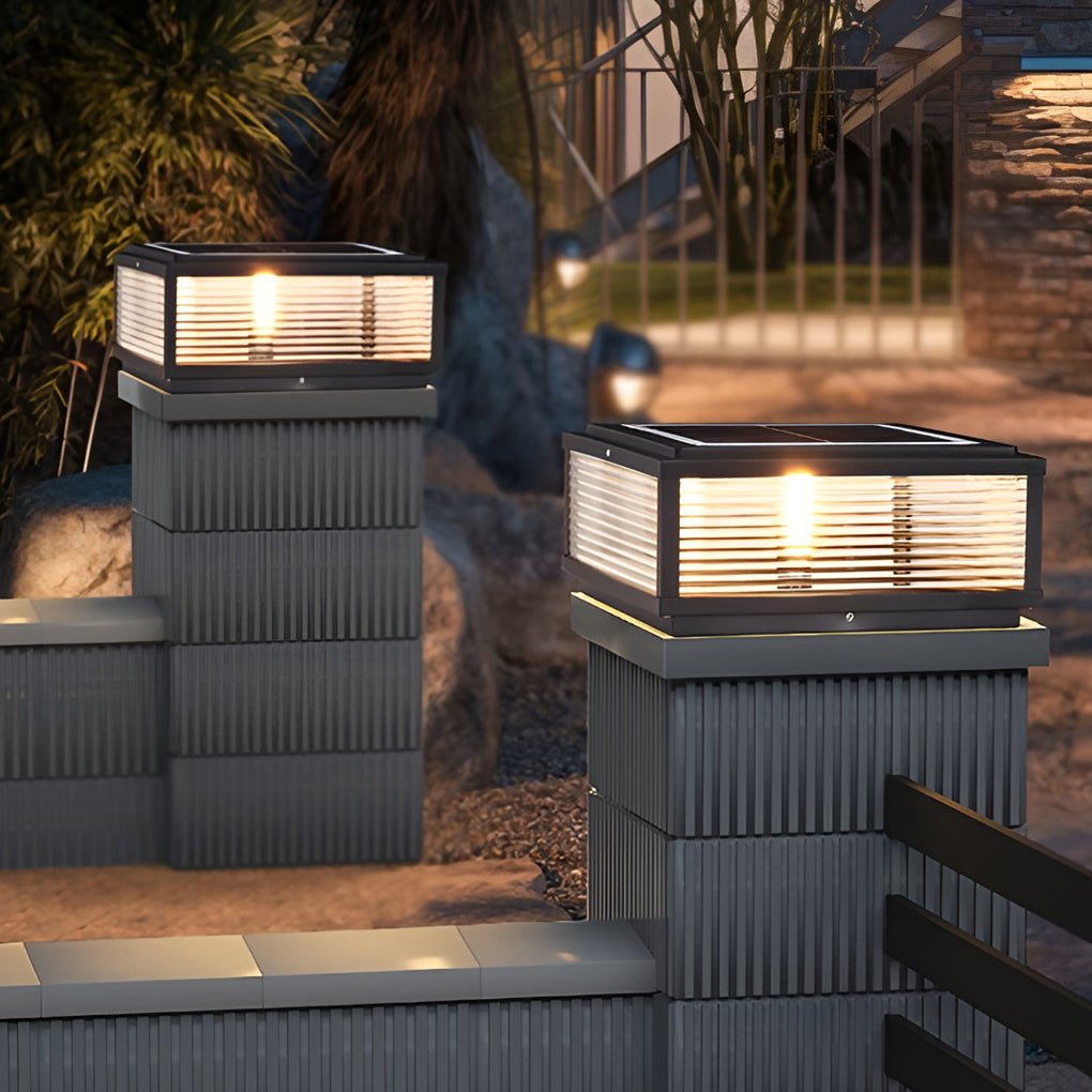 LumoPost Gartenleuchte Modern Glasrippen Schwarz