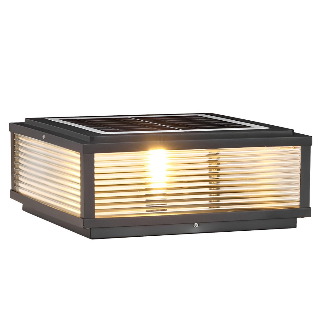 LumoPost Gartenleuchte Modern Glasrippen Schwarz