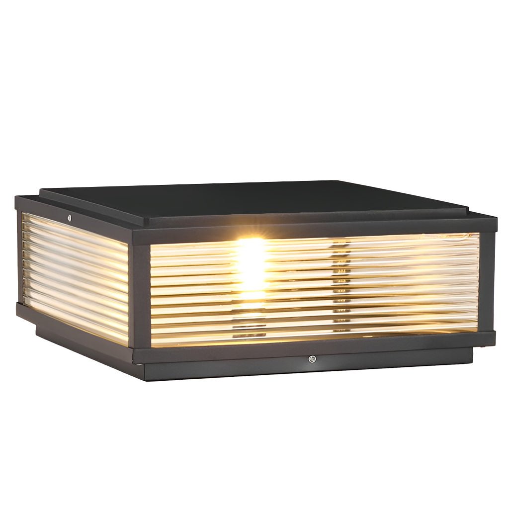 LumoPost Gartenleuchte Modern Glasrippen Schwarz