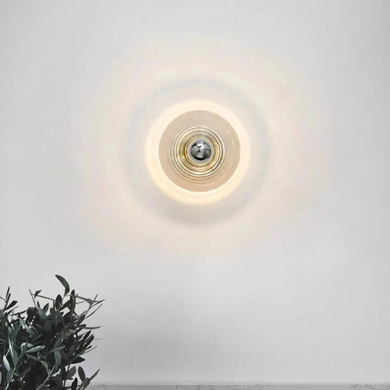 GlasLicht Wandleuchte – Vintage Stil, LED, Messingoptik, Für Flur