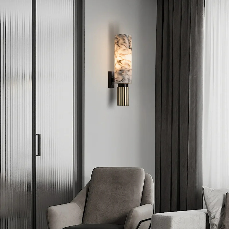 MarmoLux Wandleuchte – Modern, Marmor-Optik, LED, Für Wohnzimmer
