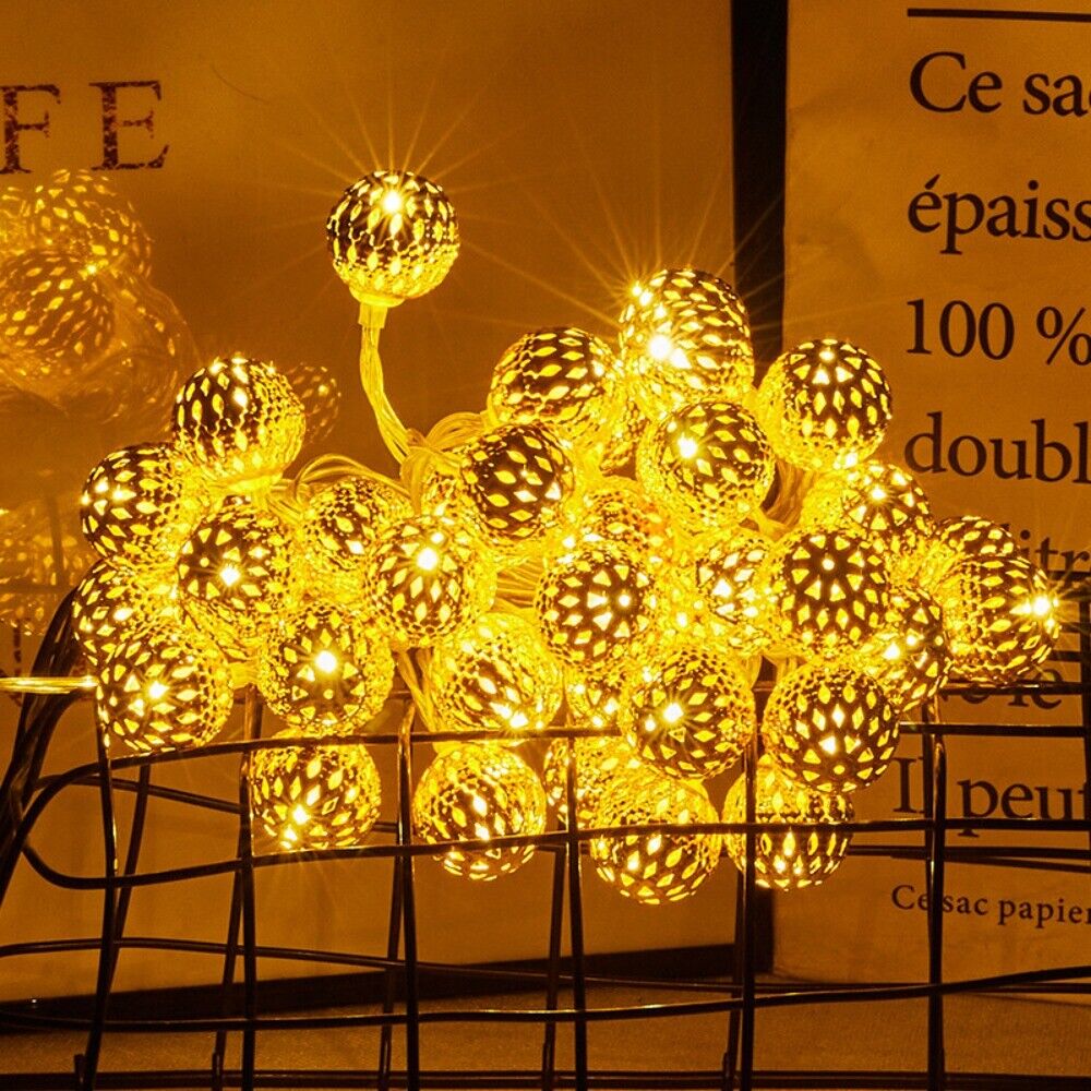 LumoMarrakesh Lichterkette Marokkanisch Metall Kugeln für Terrasse