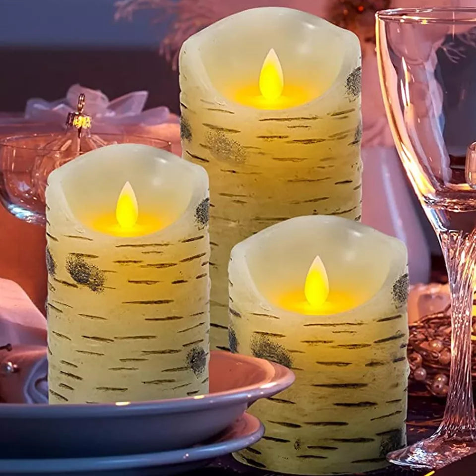 Lichtzauber LED-Kerzen-Set – Flackereffekt, Creme, für Wohnzimmer