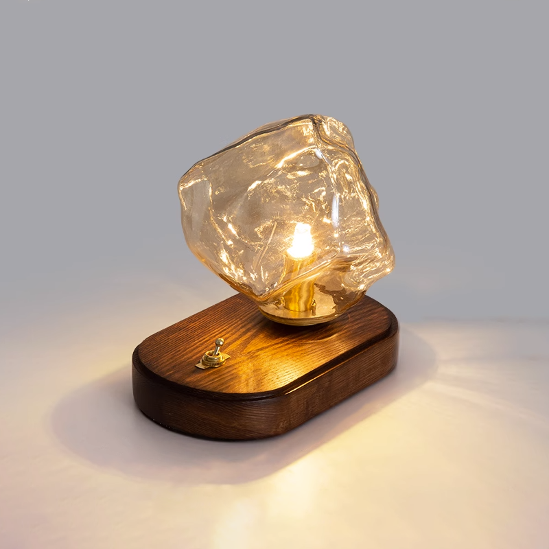 FrostGlow Vintage Glas-Tischlampe – Warmlicht Weiß fürs Wohnzimmer