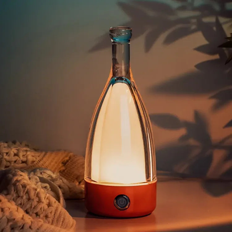 LumoFlair LED Tischlampe Flaschenstil Akku Warmlicht Garten