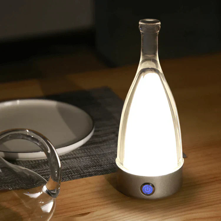 LumoFlair LED Tischlampe Flaschenstil Akku Warmlicht Garten