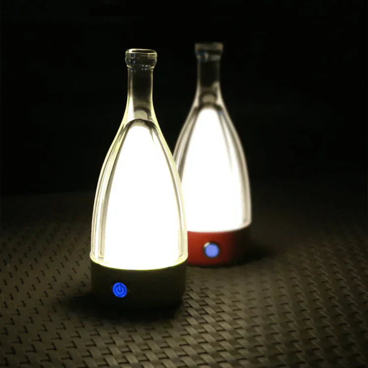 LumoFlair LED Tischlampe Flaschenstil Akku Warmlicht Garten