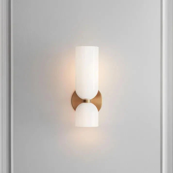 LumoDuo – Moderne Doppelkopf LED Glas-Wandleuchte Weiß für Flur
