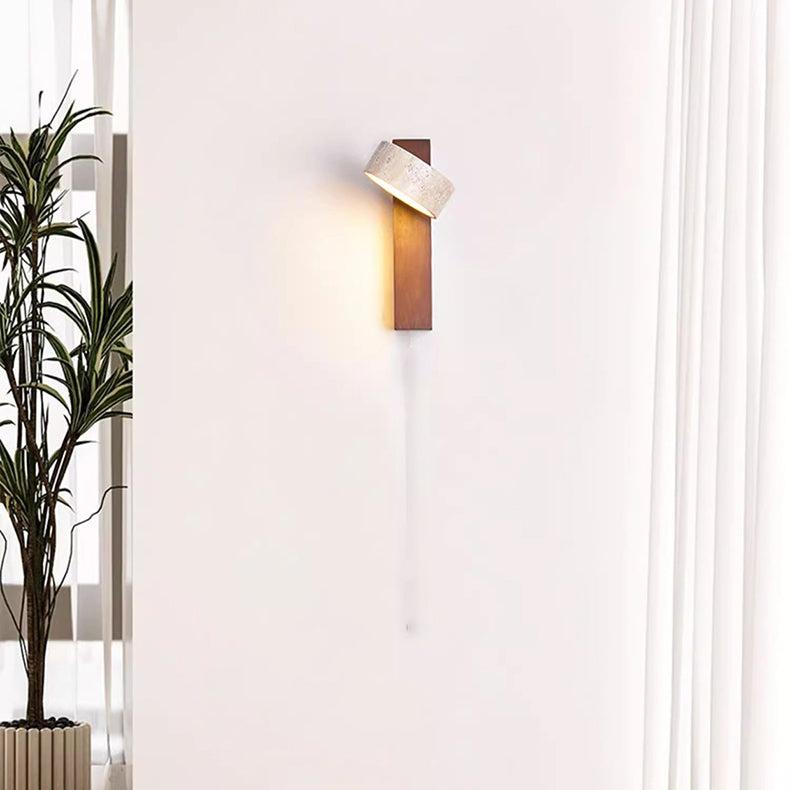 WabiLume – Off-white Travertin Wandleuchte Modern Naturstein Terrasse